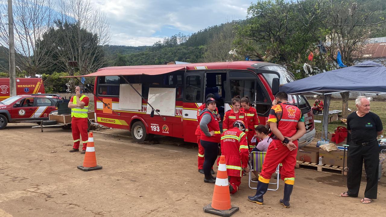 More than 200 Volunteer Firemen from 21 municipalities work in the disaster zone in Rio Grande do Sul, Brazil