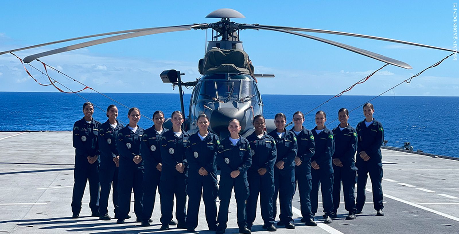 Women sailors who are part of the crew of the Brazilian Fleet flagship